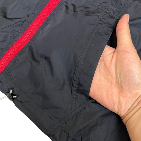Tommy Hilfiger Sport Women's M Jacket Hooded Windbreaker Full Zip Black Red Flag - Picture 5 of 10